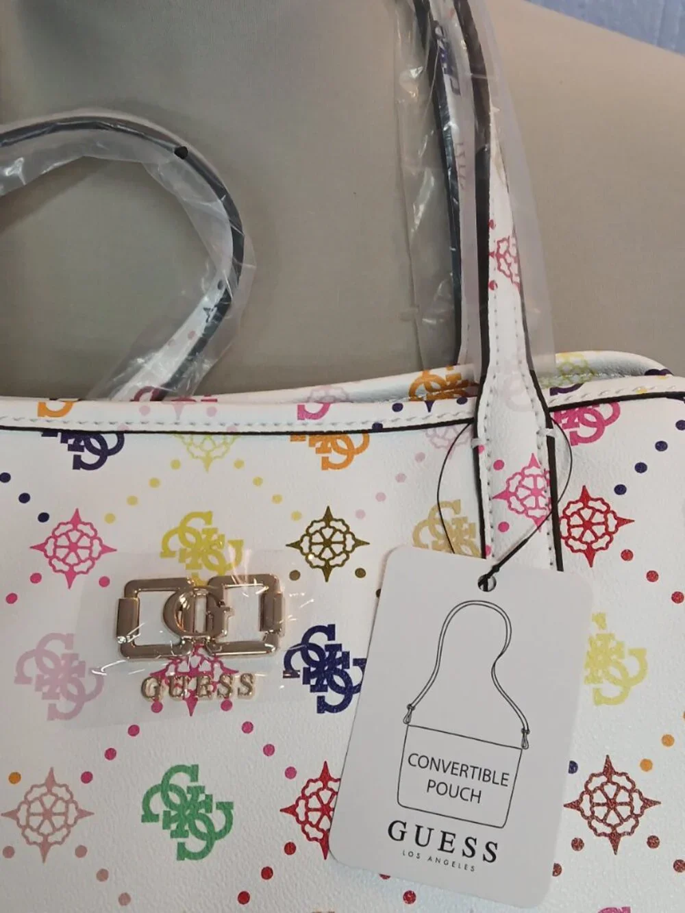 NWT GUESS Emilie Logo MultiColor Convertible Shoulder Bag